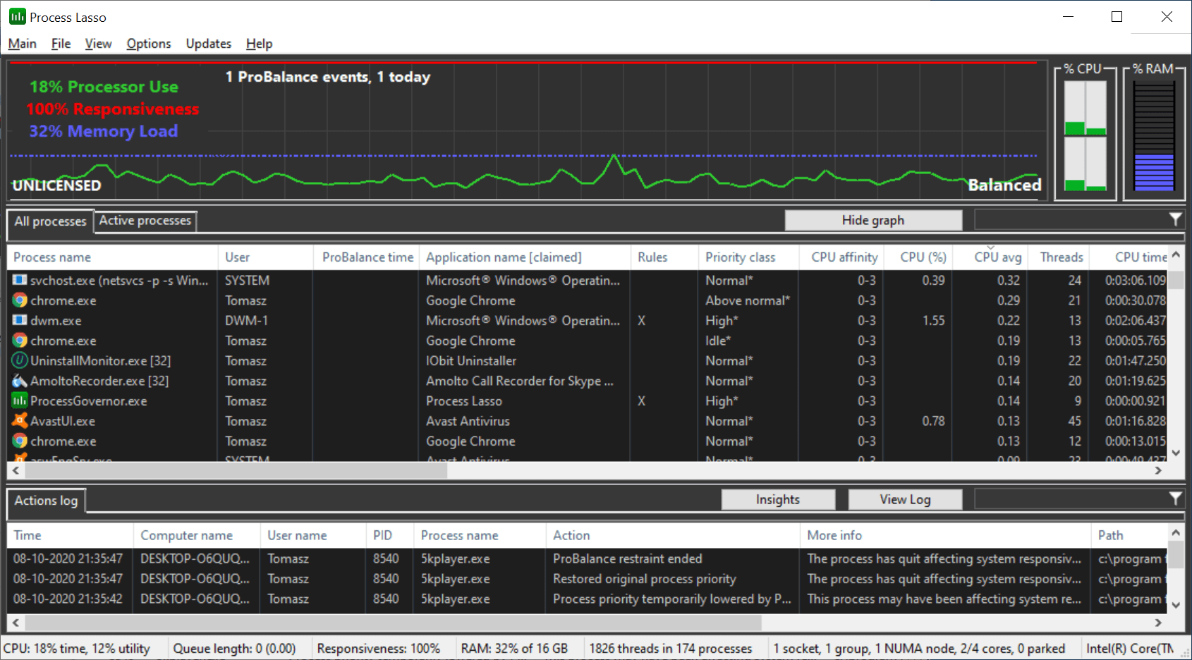 Process Lasso 9.8.2 / 9.9.0 BETA