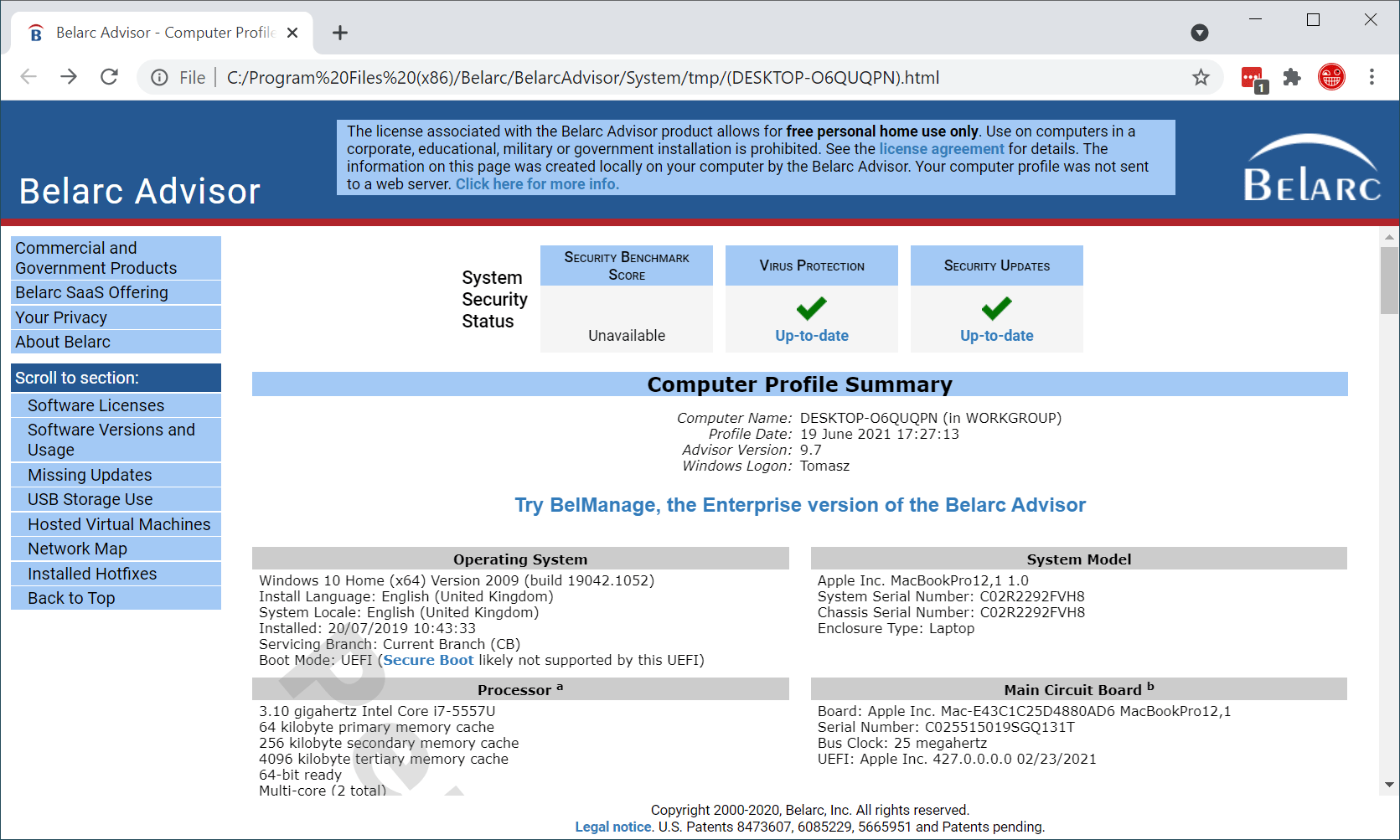 Belarc Advisor 11.5.1